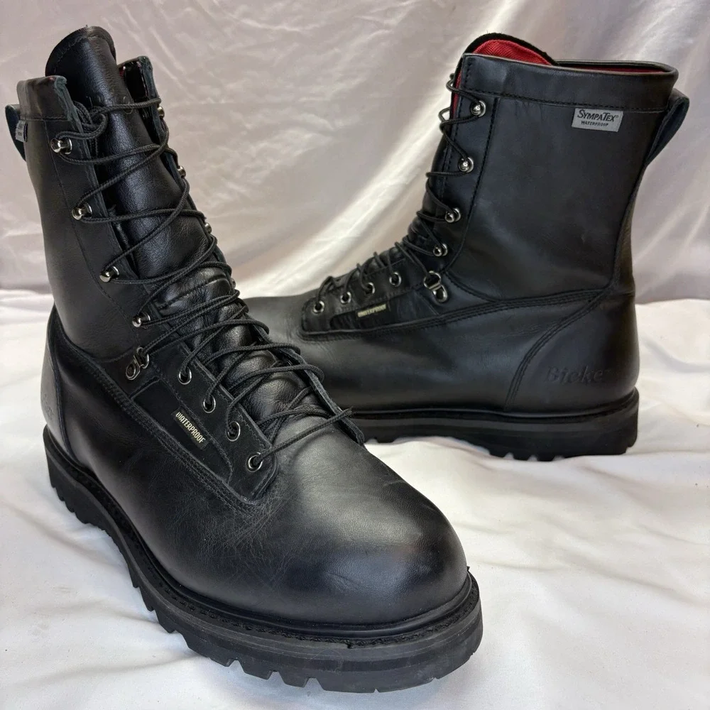 Bieker Waterproof Leather Work Boots Mens Size 14 W Wide Width Black SympaTex